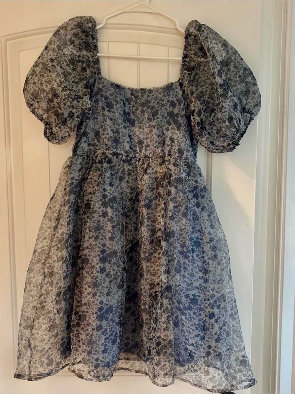 Puffy Blue Floral Dress
